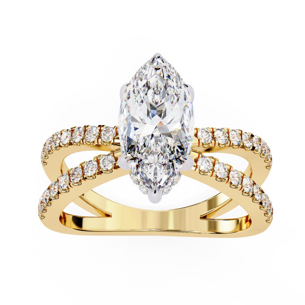 The Tory Marquise Hidden Halo With Split Shank Engagement Ring