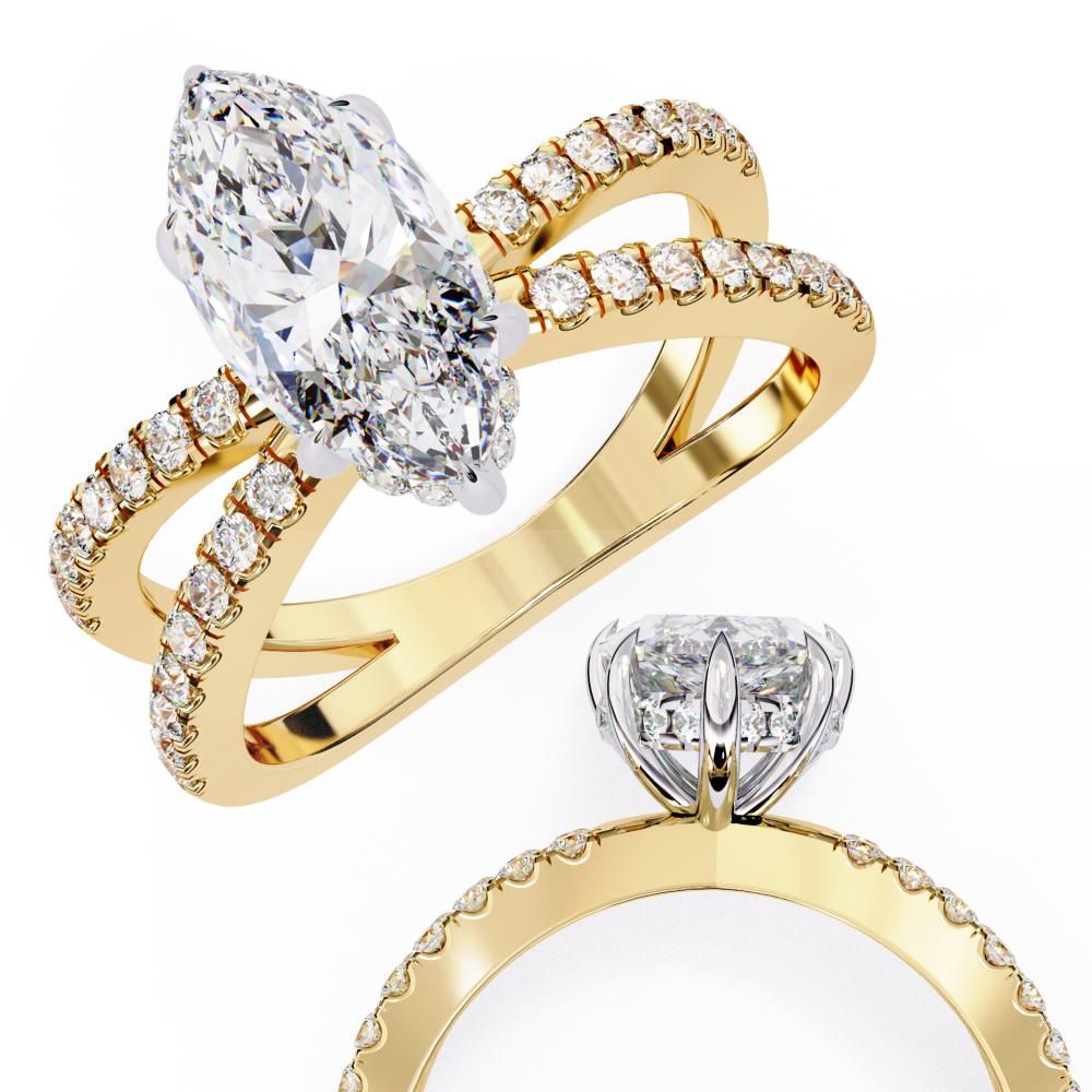 The Tory Marquise Hidden Halo With Split Shank Engagement Ring