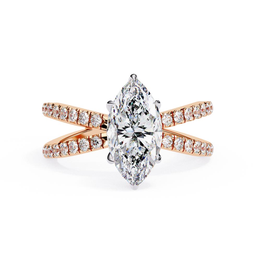 The Tory Marquise Hidden Halo With Split Shank Engagement Ring