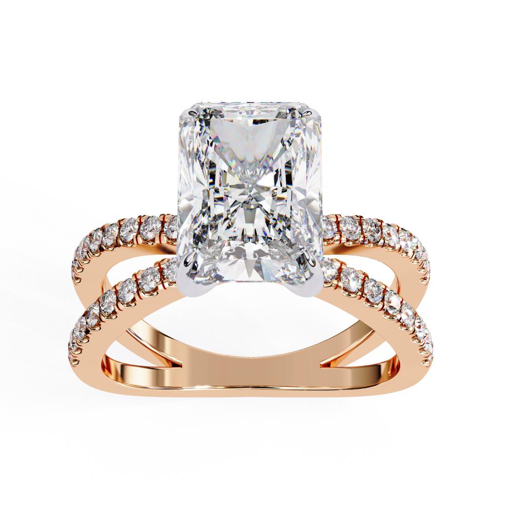 The Tory Radiant Hidden Halo With Split Shank Engagement Ring