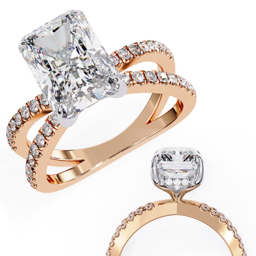 The Tory Radiant Hidden Halo With Split Shank Engagement Ring