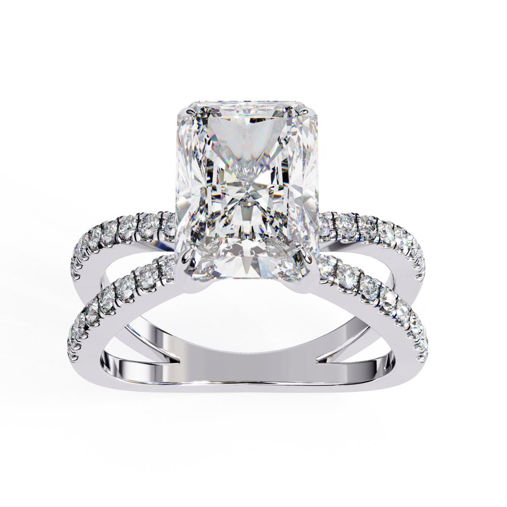 The Tory Radiant Hidden Halo With Split Shank Engagement Ring