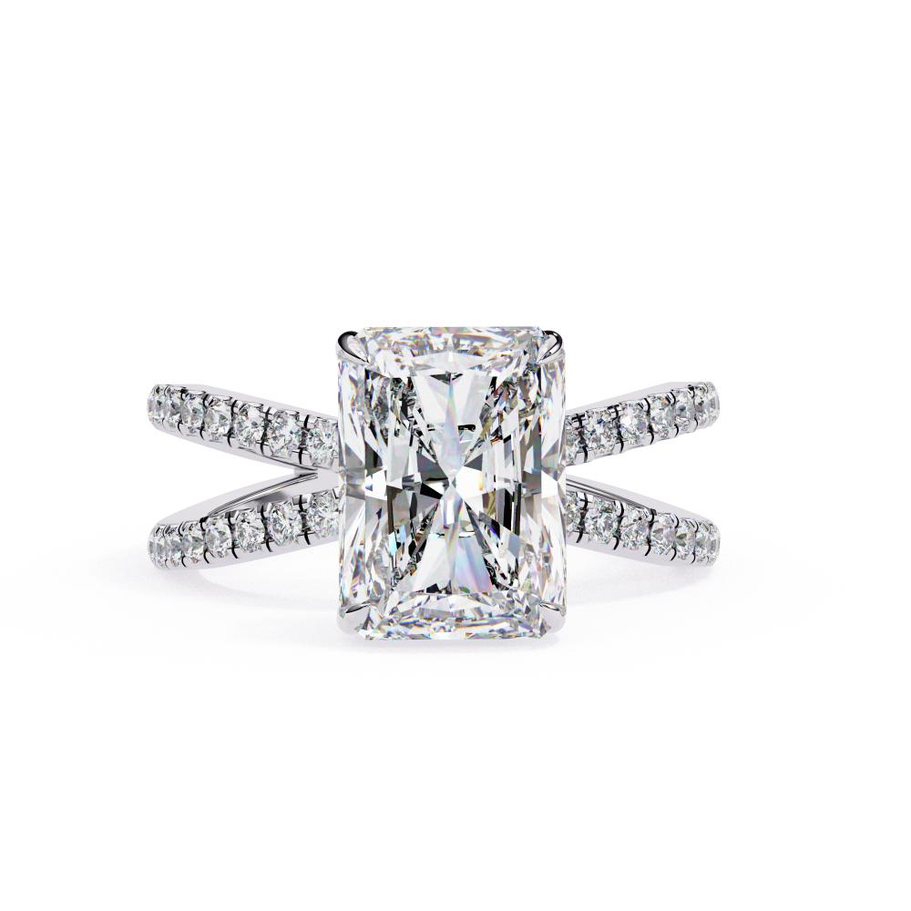 The Tory Radiant Hidden Halo With Split Shank Engagement Ring