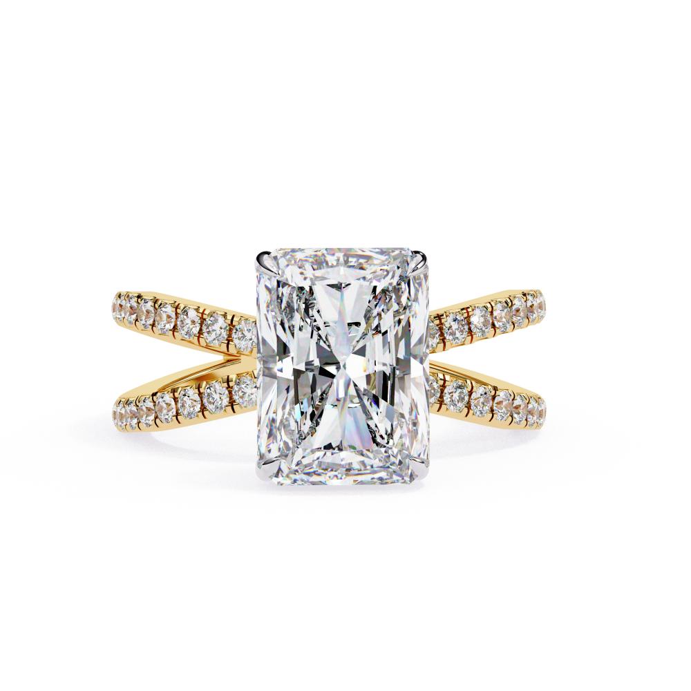 The Tory Radiant Hidden Halo With Split Shank Engagement Ring