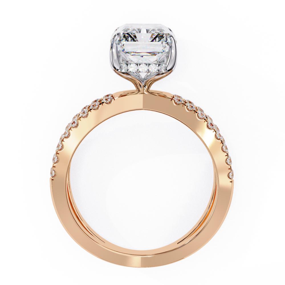 The Tory Radiant Hidden Halo With Split Shank Engagement Ring