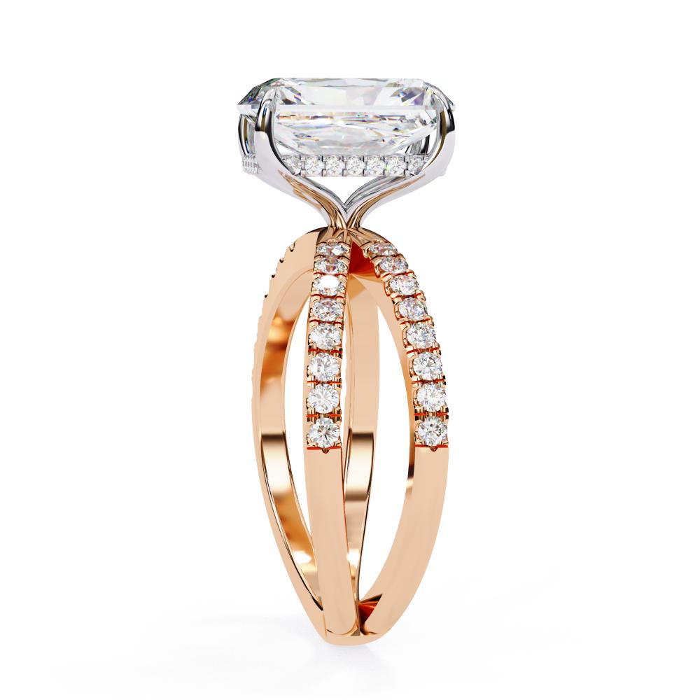 The Tory Radiant Hidden Halo With Split Shank Engagement Ring