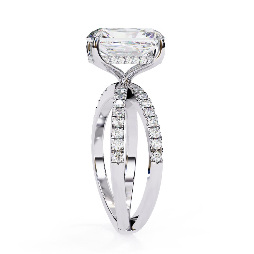 The Tory Radiant Hidden Halo With Split Shank Engagement Ring