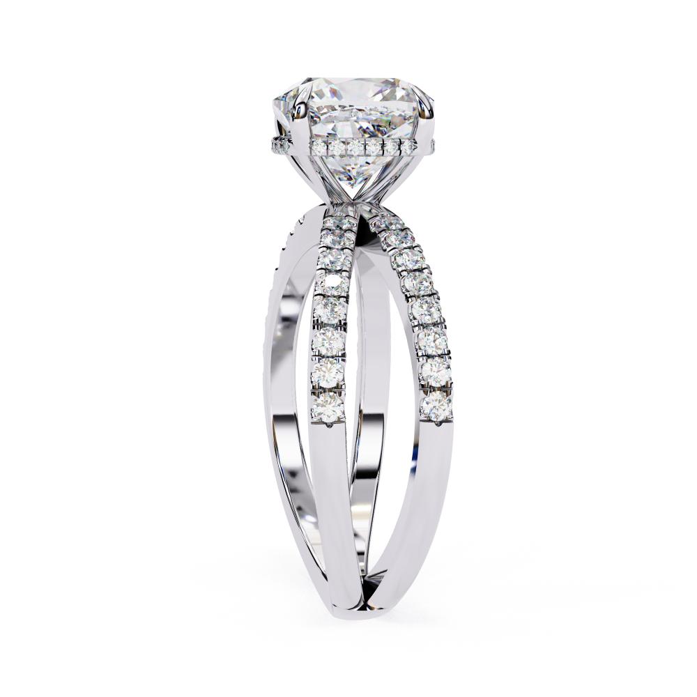 The Tory Cushion Hidden Halo with Split Shank Engagement Ring