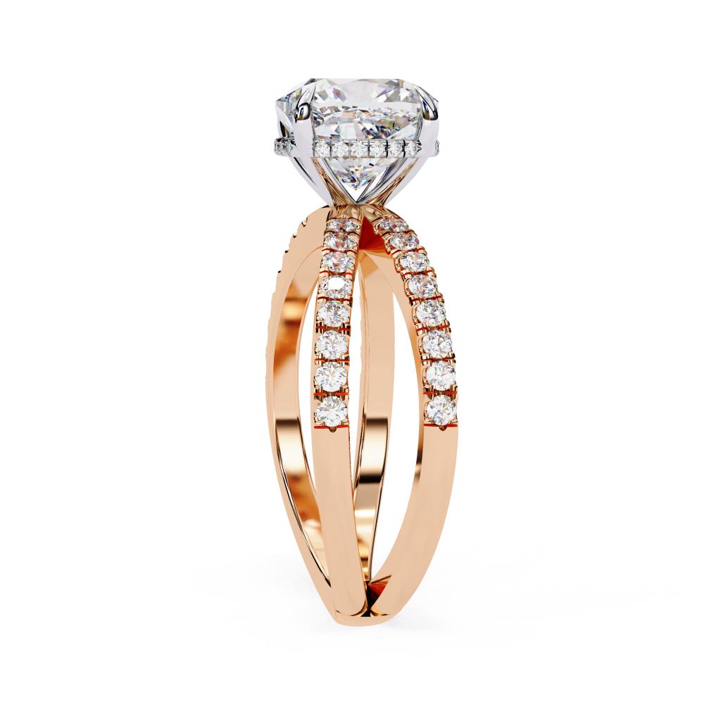 The Tory Cushion Hidden Halo with Split Shank Engagement Ring