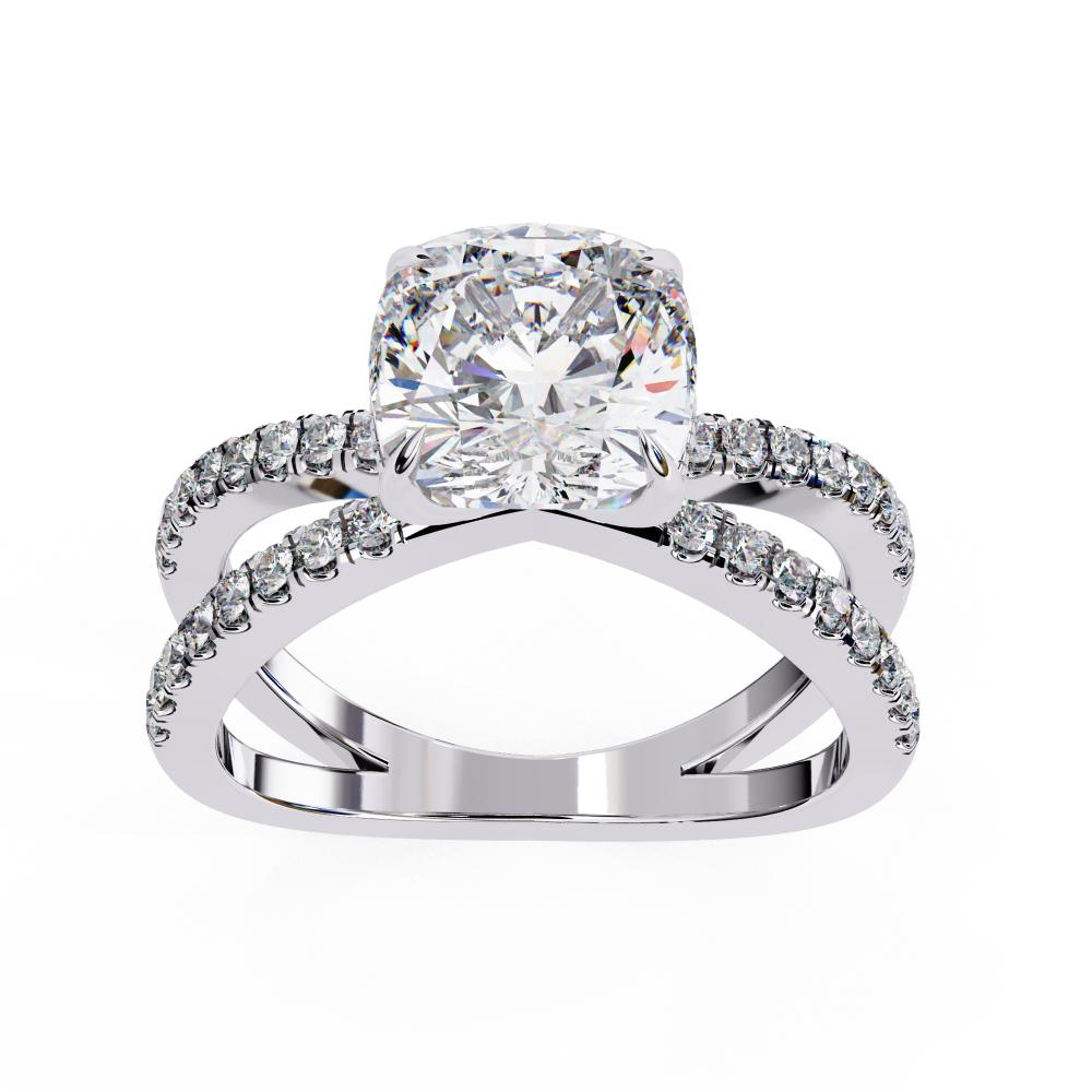 The Tory Cushion Hidden Halo with Split Shank Engagement Ring