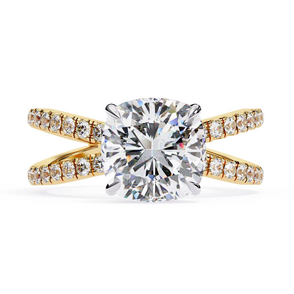 The Tory Cushion Hidden Halo with Split Shank Engagement Ring