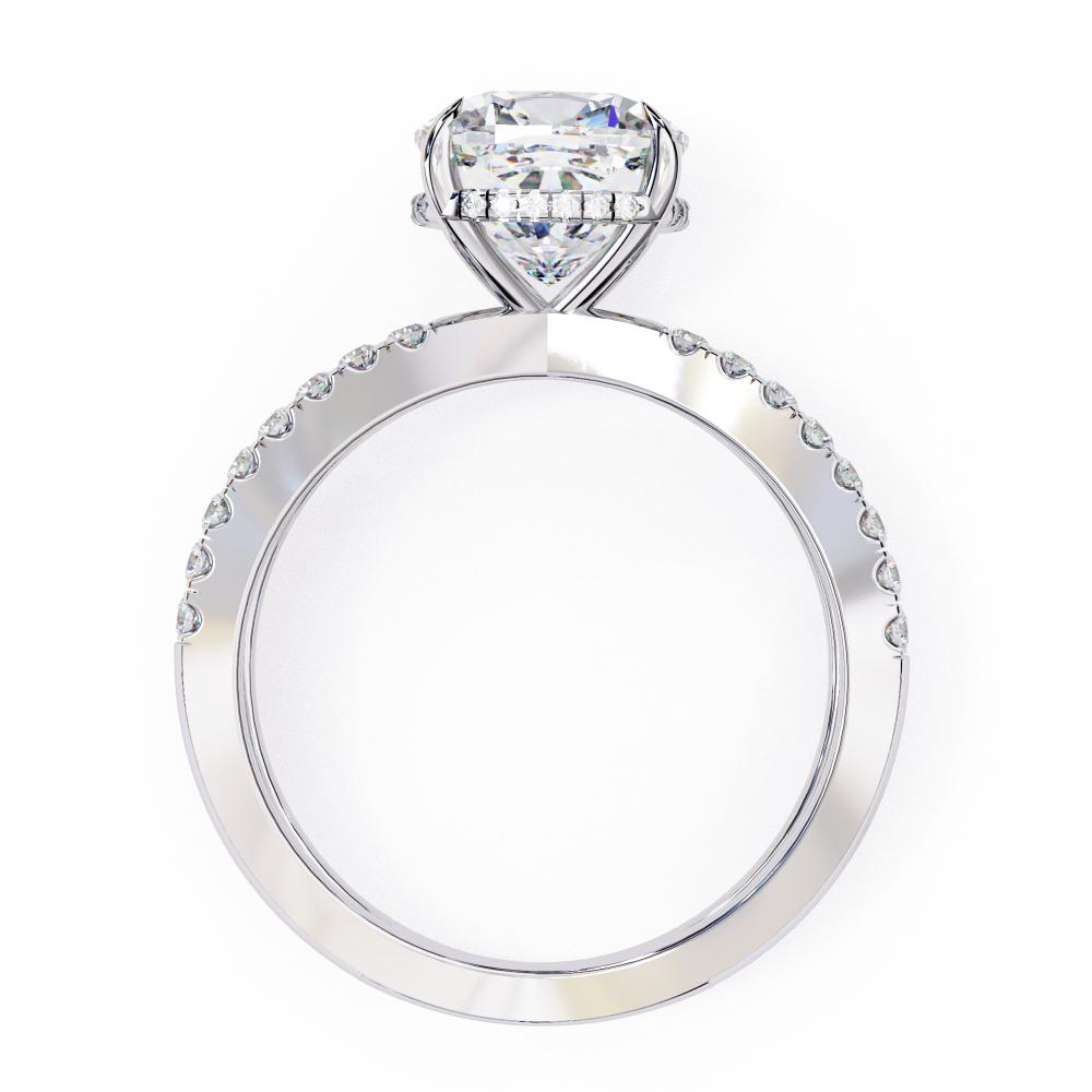 The Tory Cushion Hidden Halo with Split Shank Engagement Ring