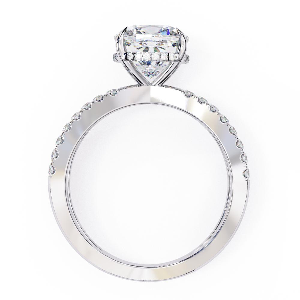 The Tory Cushion Hidden Halo with Split Shank Engagement Ring