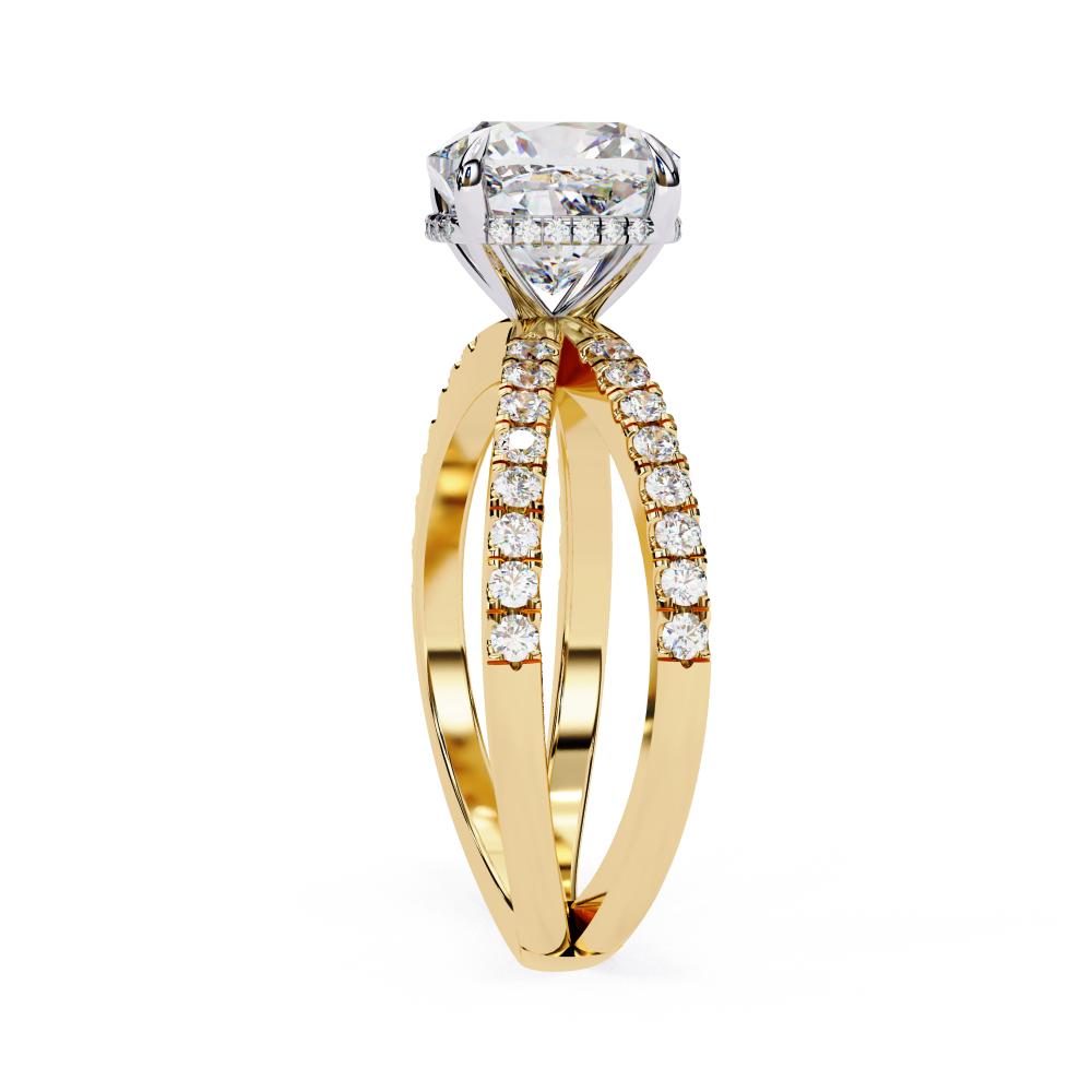 The Tory Cushion Hidden Halo with Split Shank Engagement Ring