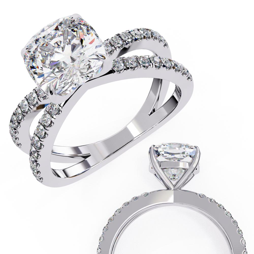 The Kolina Cushion Split Shank Engagement Ring