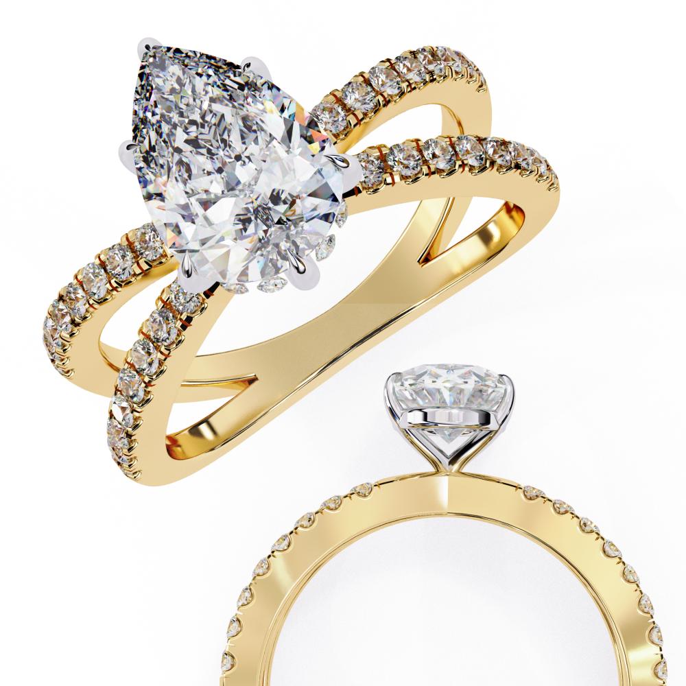 The Kolina Pear Split Shank Engagement Ring