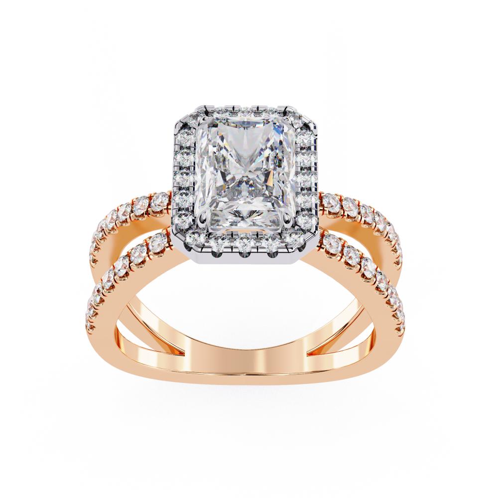 The Jamie Radiant Halo With Split Shank Engagement Ring