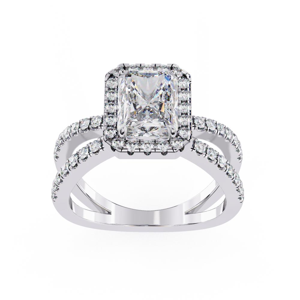The Jamie Radiant Halo With Split Shank Engagement Ring
