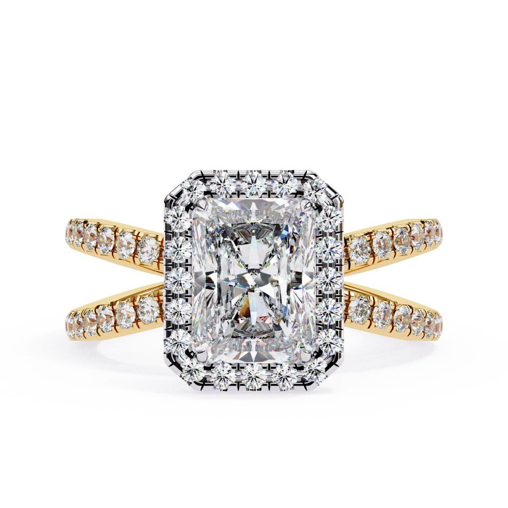 The Jamie Radiant Halo With Split Shank Engagement Ring