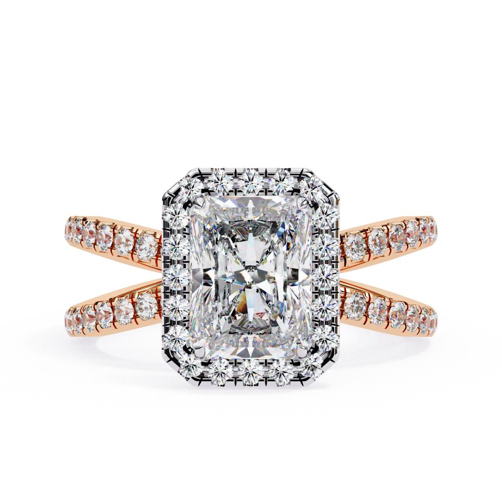 The Jamie Radiant Halo With Split Shank Engagement Ring