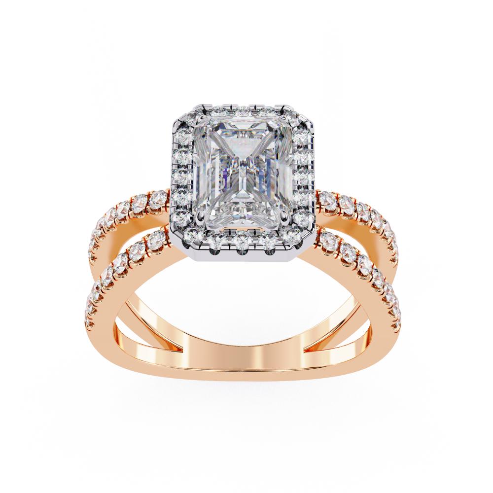 The Jamie Emerald Halo with Split Shank Engagement Ring