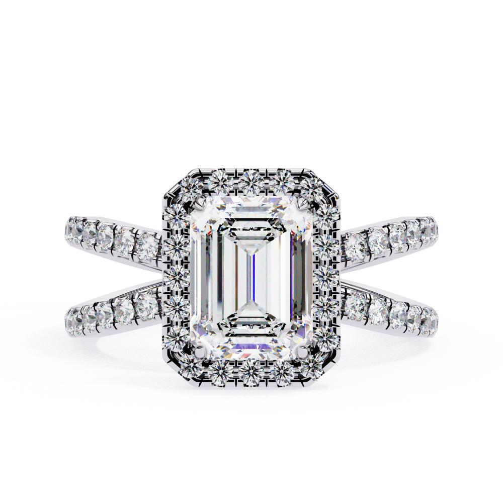 The Jamie Emerald Halo with Split Shank Engagement Ring