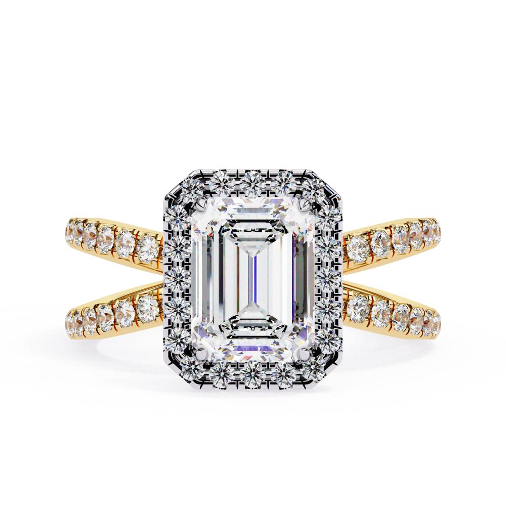 The Jamie Emerald Halo with Split Shank Engagement Ring