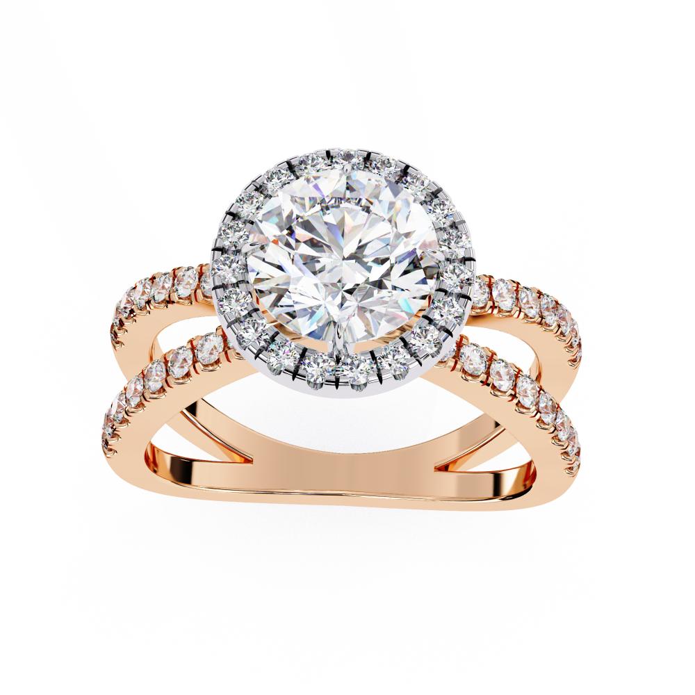 The Jamie Round Halo With Split Shank Engagement Ring