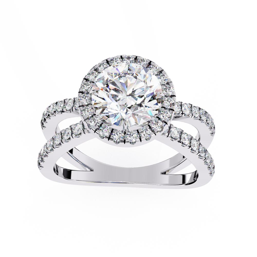 The Jamie Round Halo With Split Shank Engagement Ring