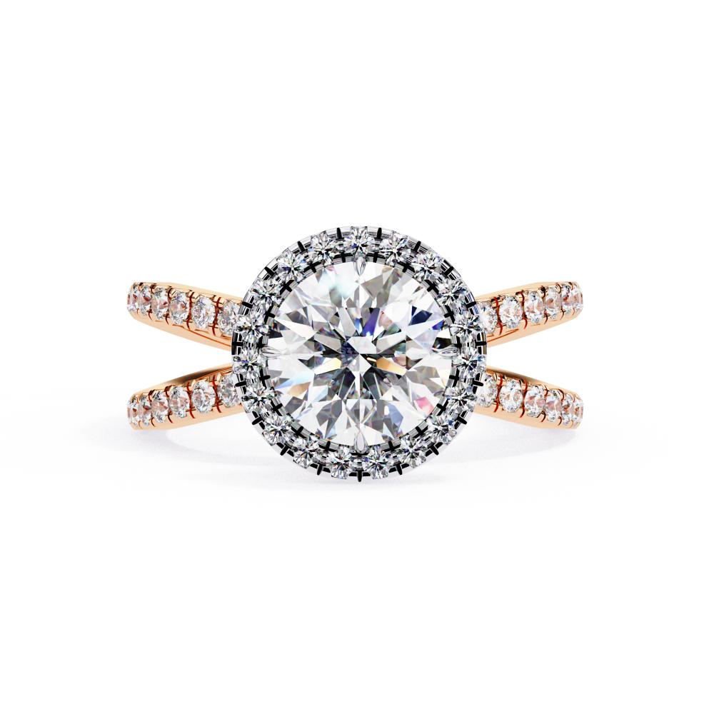 The Jamie Round Halo With Split Shank Engagement Ring