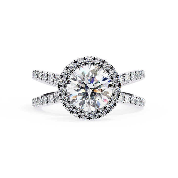 The Jamie Round Halo With Split Shank Engagement Ring