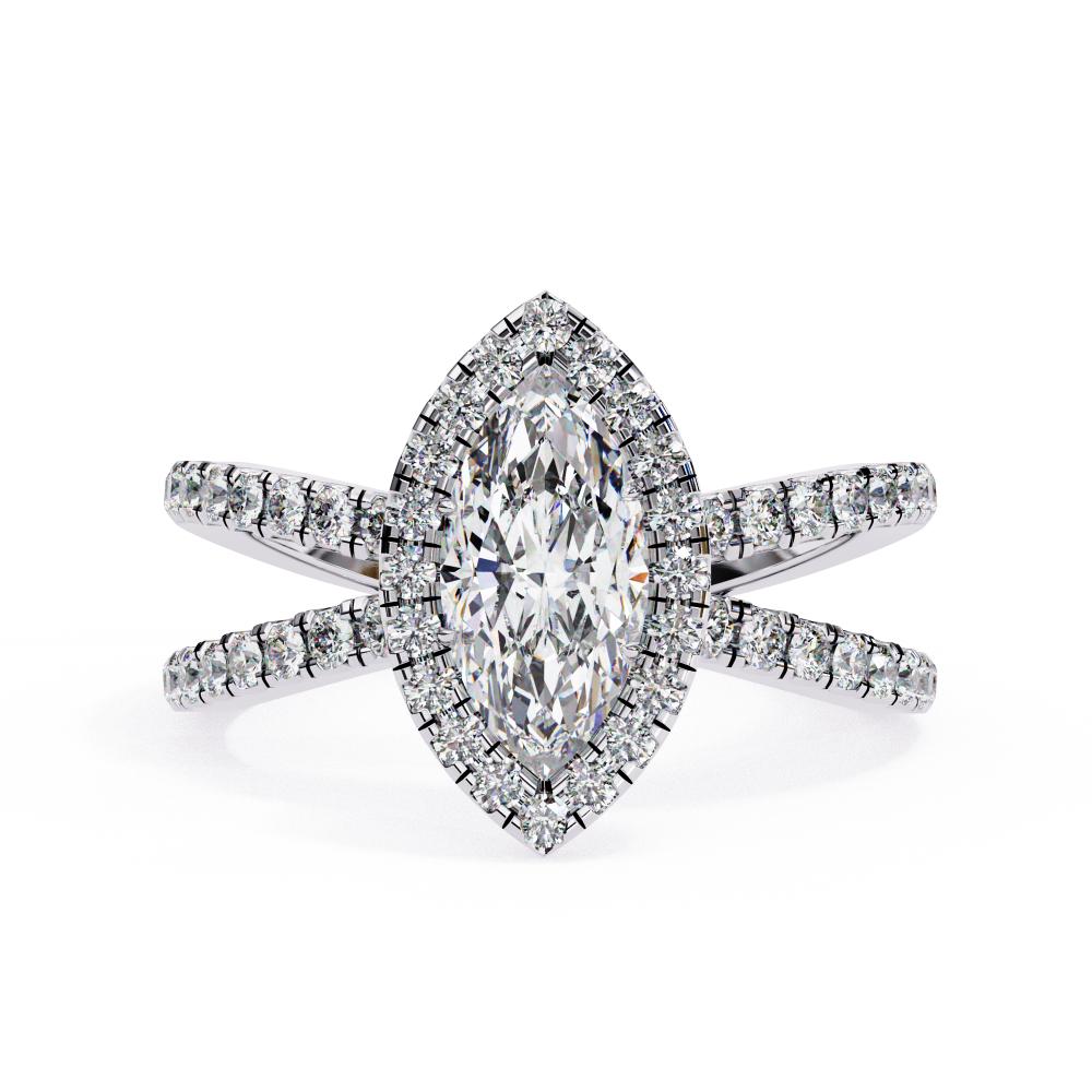 The Jamie Marquise Halo with Split Shank Engagement Ring