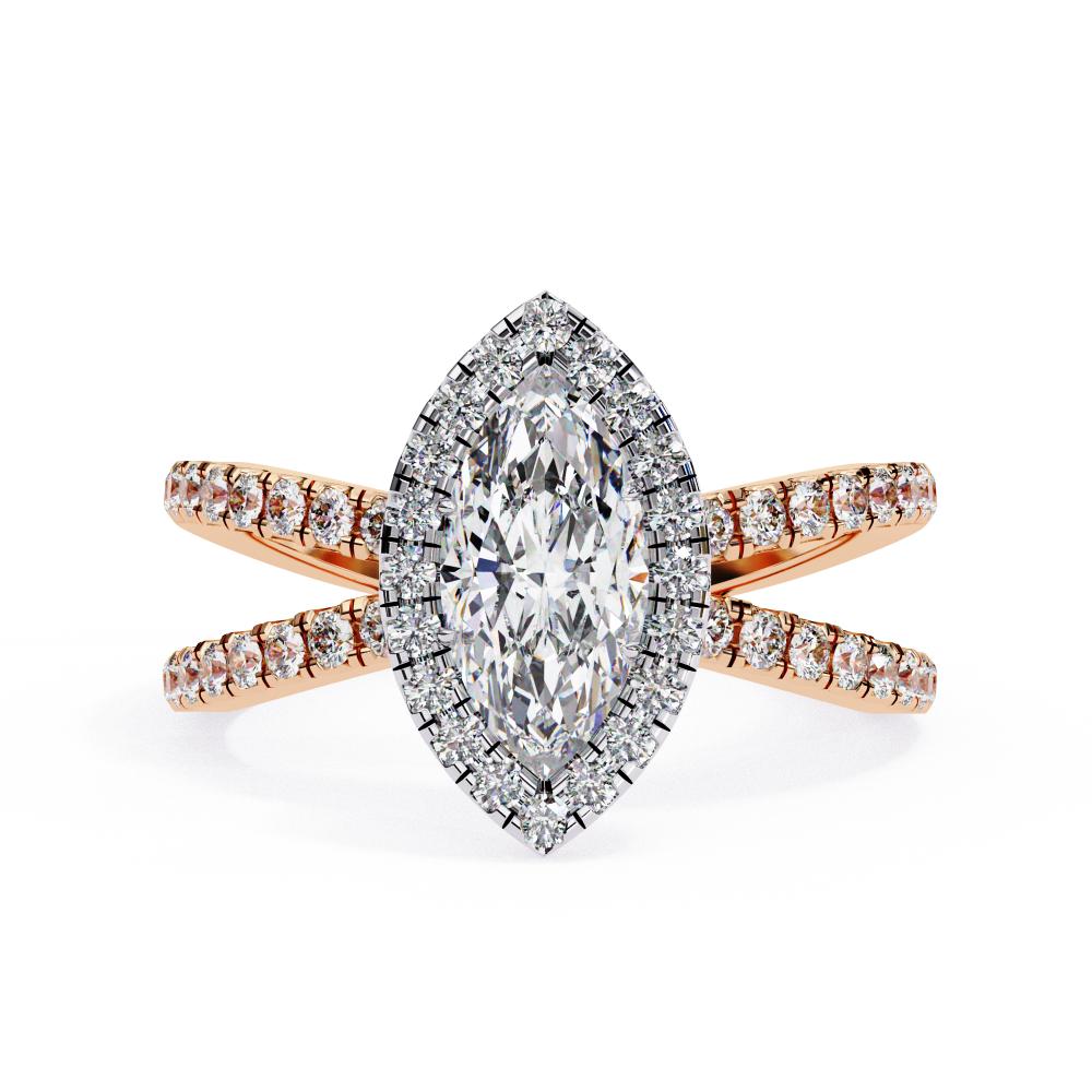 The Jamie Marquise Halo with Split Shank Engagement Ring