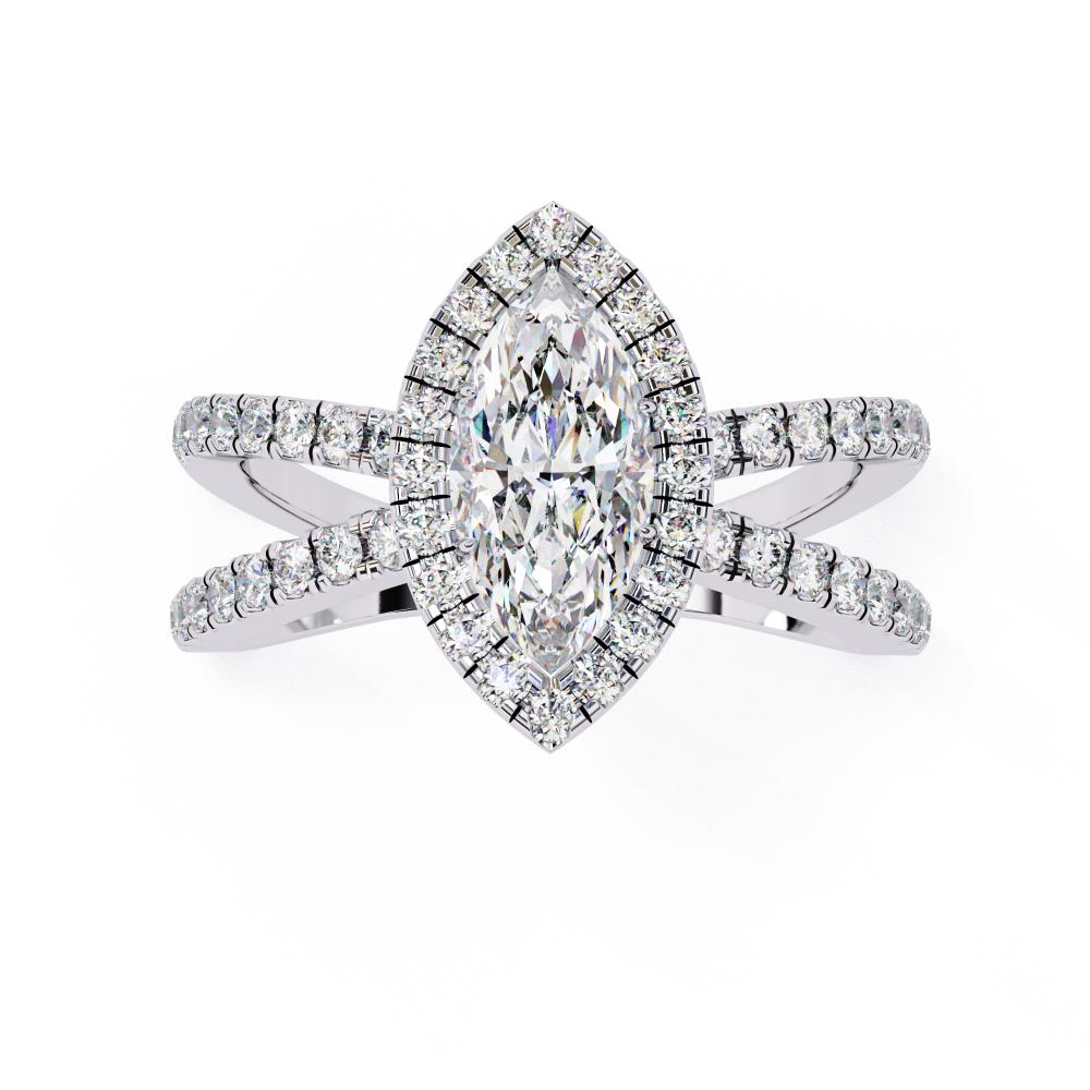 The Jamie Marquise Halo with Split Shank Engagement Ring