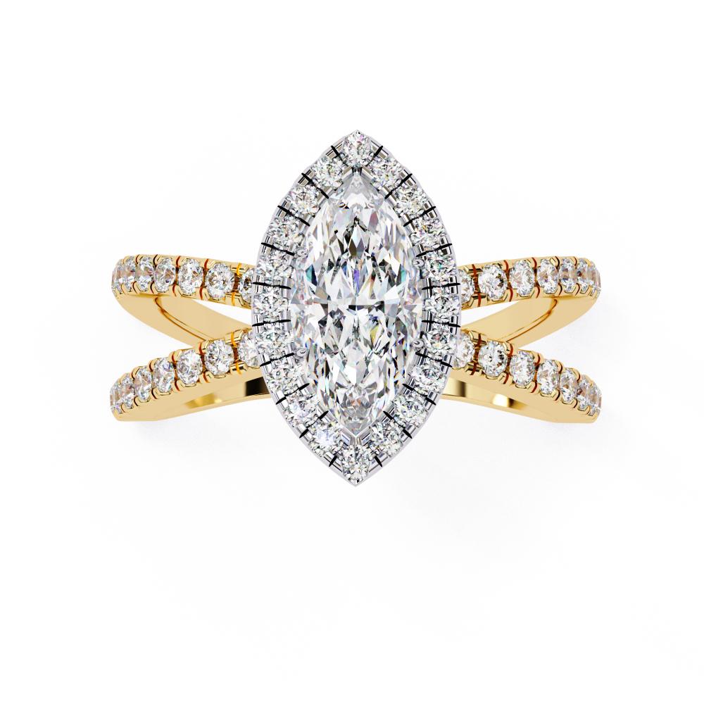 The Jamie Marquise Halo with Split Shank Engagement Ring