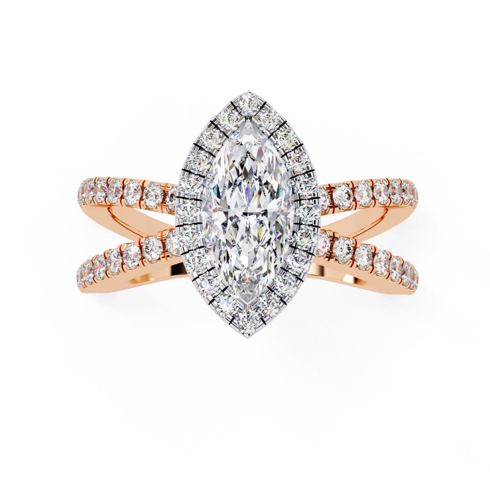 The Jamie Marquise Halo with Split Shank Engagement Ring