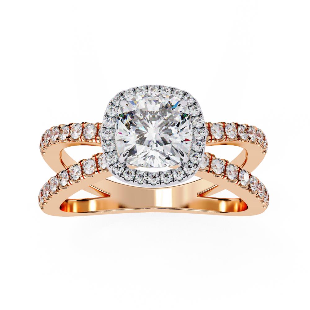 The Jamie Cushion Halo with Split Shank Engagement Ring