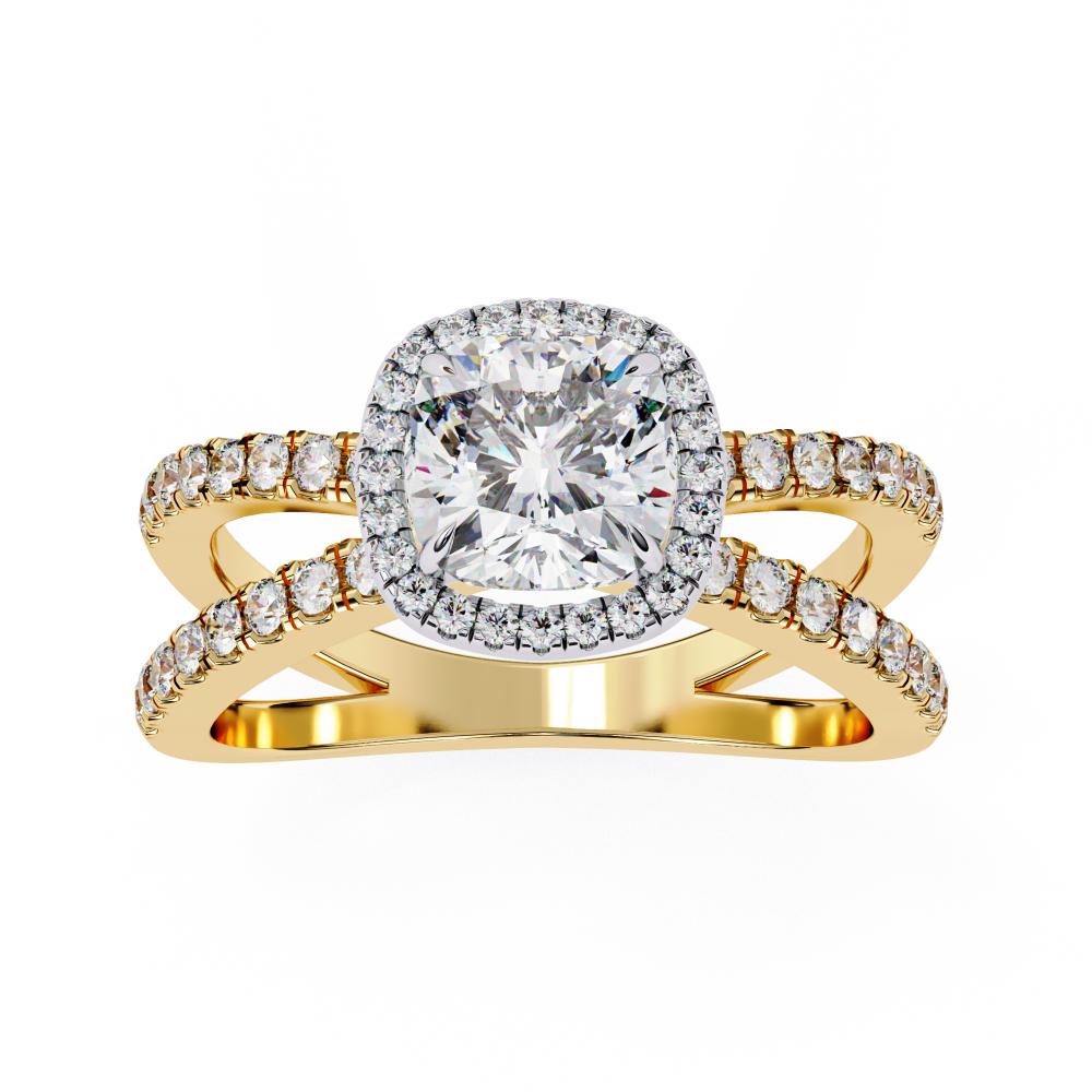 The Jamie Cushion Halo with Split Shank Engagement Ring