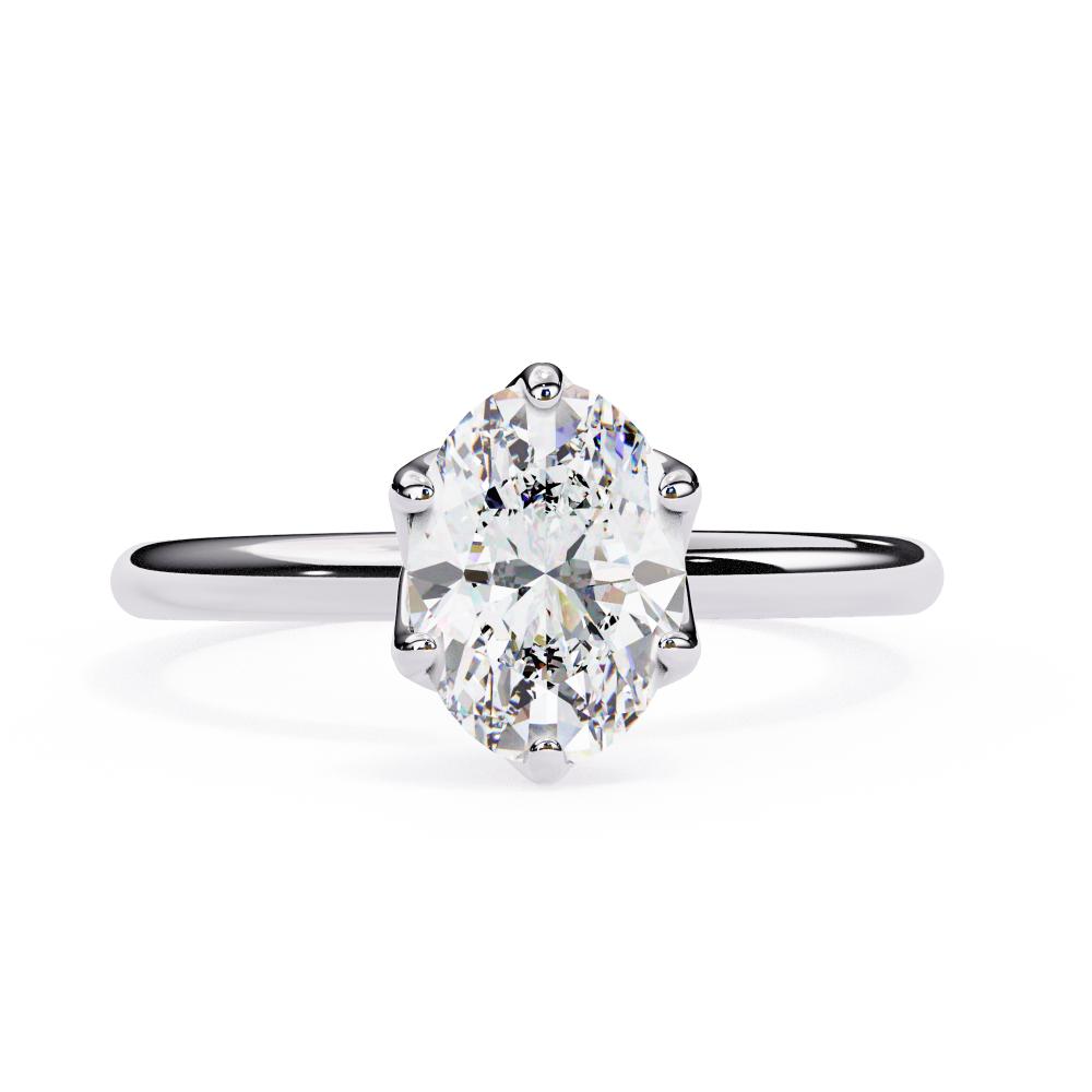 The Silvia Oval Solitaire Lotus Prong Engagement Ring