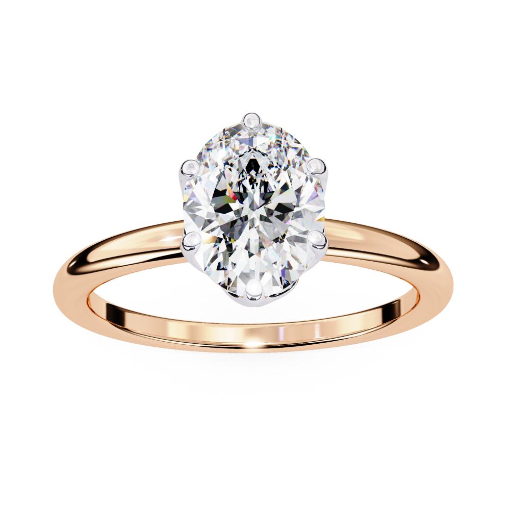 The Silvia Oval Solitaire Lotus Prong Engagement Ring