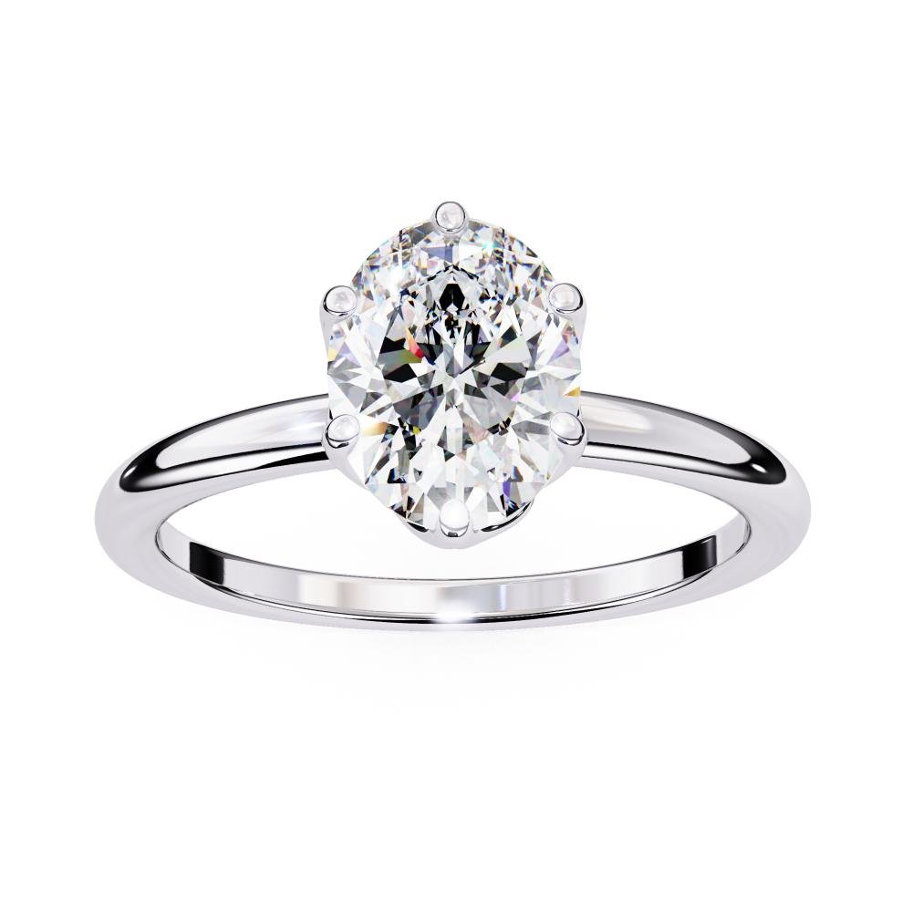 The Silvia Oval Solitaire Lotus Prong Engagement Ring