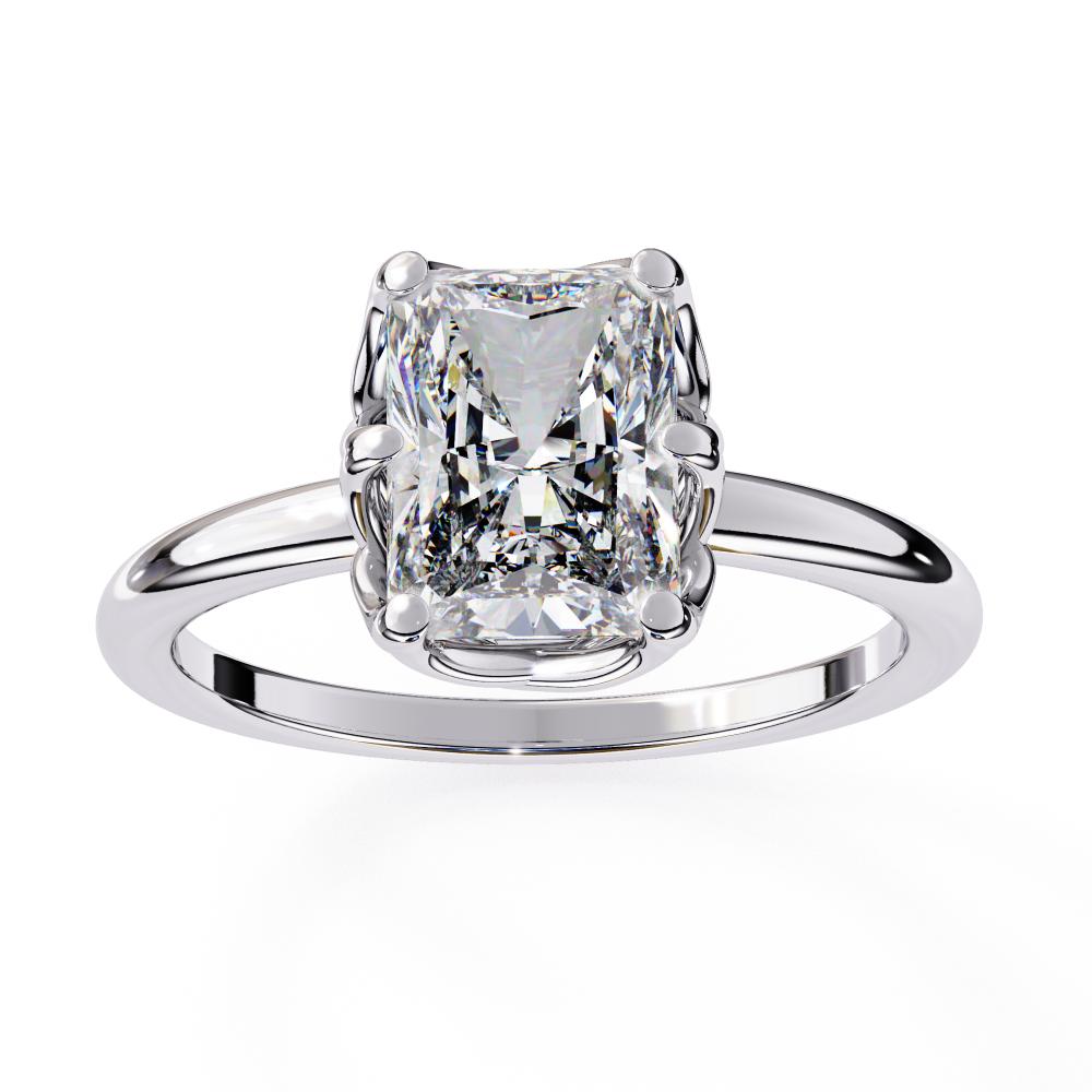 The Silvia Radiant Solitaire with Lotus Prong Engagement Ring