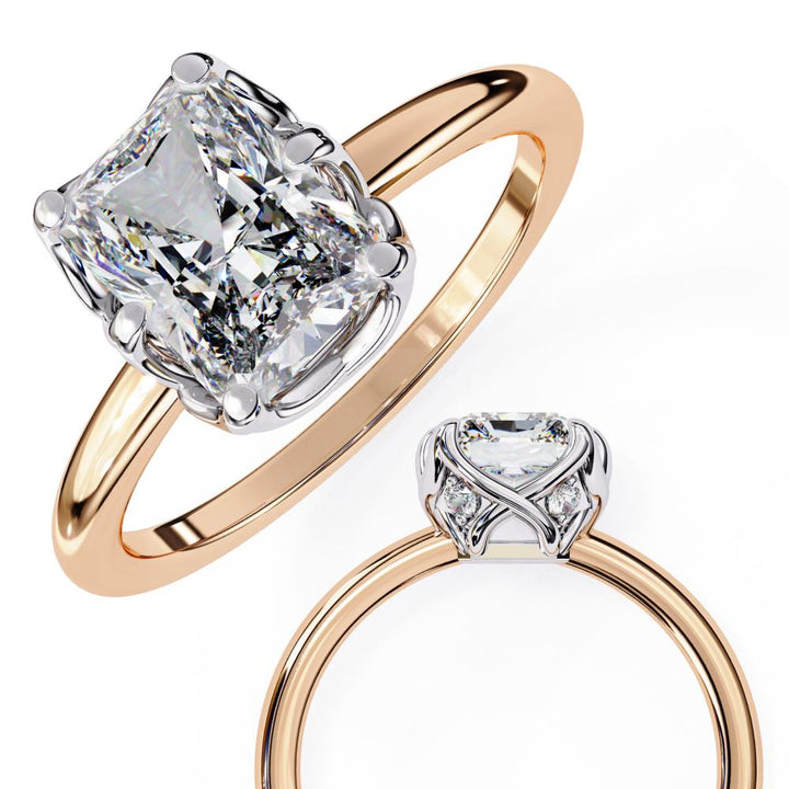 The Silvia Radiant Solitaire with Lotus Prong Engagement Ring