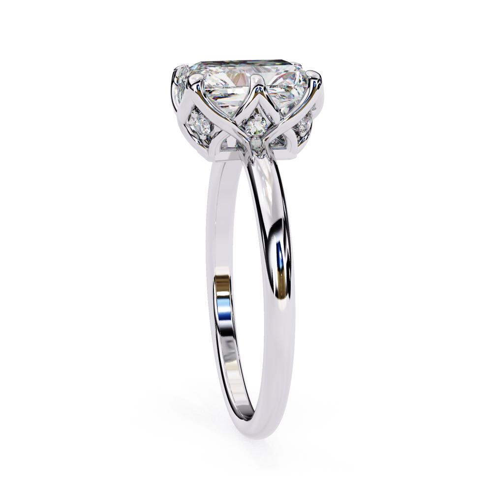 The Silvia Radiant Solitaire with Lotus Prong Engagement Ring