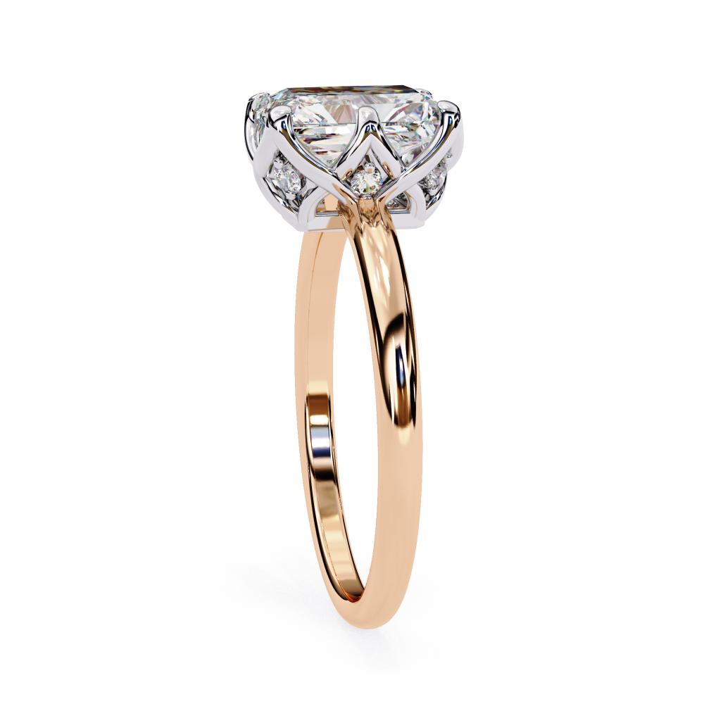 The Silvia Radiant Solitaire with Lotus Prong Engagement Ring