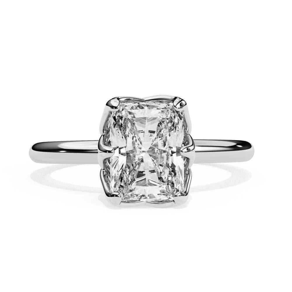 The Silvia Radiant Solitaire with Lotus Prong Engagement Ring