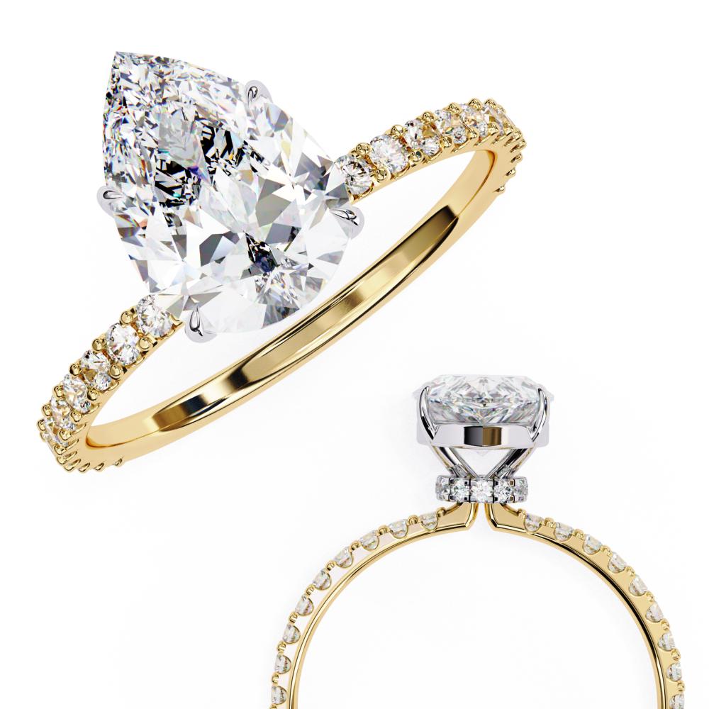 The Erica Pear Mystic Secret Halo Engagement ring