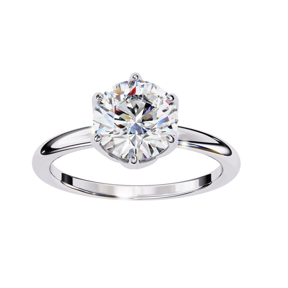 The Silvia Round Solitaire Lotus Prong Engagement Ring