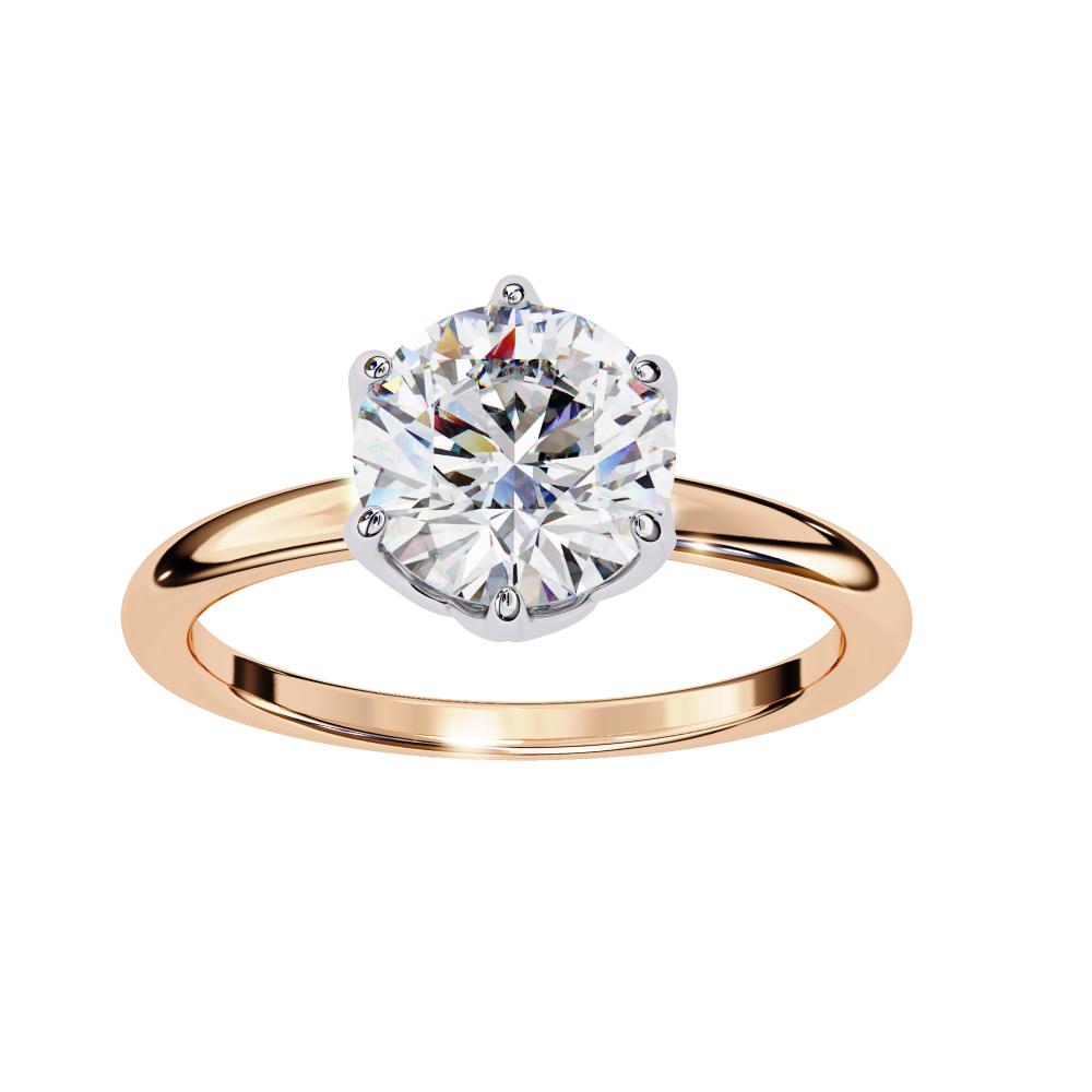 The Silvia Round Solitaire Lotus Prong Engagement Ring