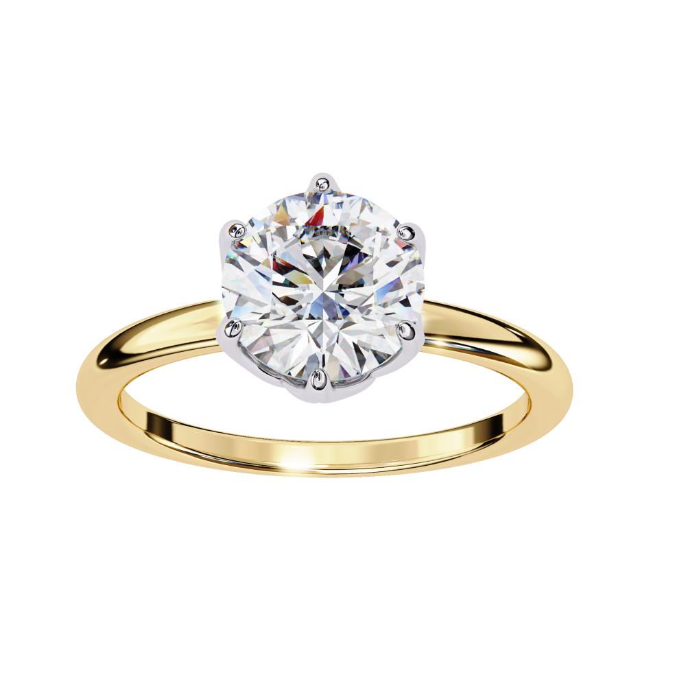 The Silvia Round Solitaire Lotus Prong Engagement Ring